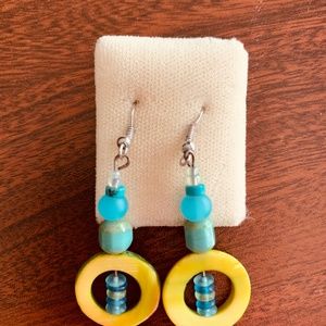 Earrings Genuine Turquoise & Mother of Pearl Drop High Quality!